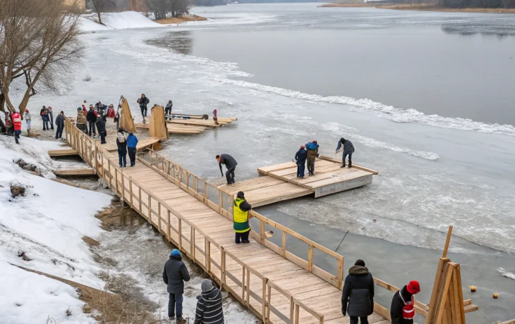 В Кропоткине продолжается подготовка к крещенским купаниям на Речной