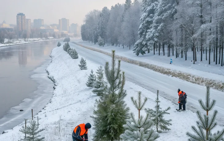 В Кропоткине завершают высадку сосен и обновление набережной В Кропоткине завершают высадку сосен и обновление набережной