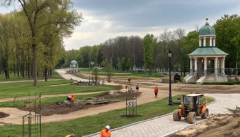 В Медведовской началось обновление парка площадью 2,3 гектара