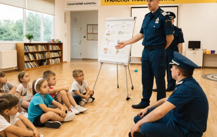 Транспортные полицейские Анапы провели урок безопасности для детей в санатории Транспортные полицейские Анапы провели урок безопасности для детей в санатории