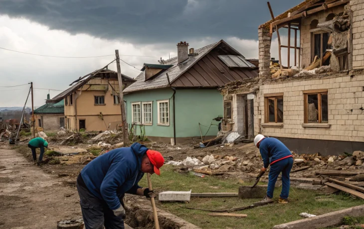 В Ильском продолжают ремонт домов после повреждений
