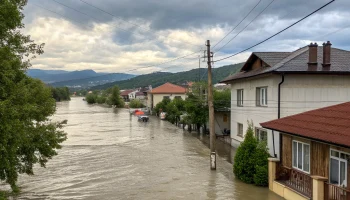 В Новороссийске в Мысхако река вышла из берегов и подтопила дома жителей В Новороссийске в Мысхако река вышла из берегов и подтопила дома жителей