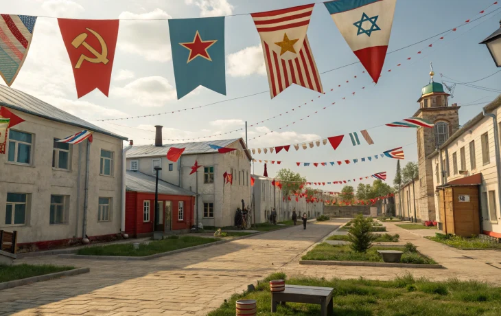 Сириус украсили ко Дню Победы флагами и символикой