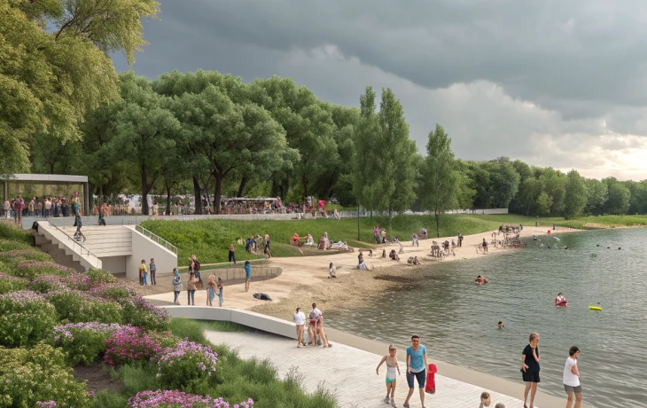 В Комсомольском парке Динской разрешили купание и открыли пляж для отдыхающих