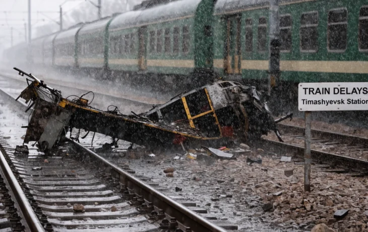 Задержки поездов в Тимашевске после падения беспилотника на железнодорожной станции
