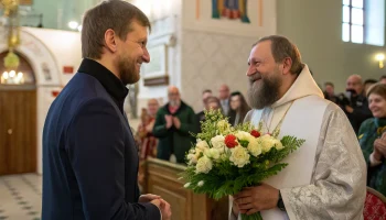 Глава Ахтырского поселения поздравил отца Павла с праздником апостолов Петра и Павла