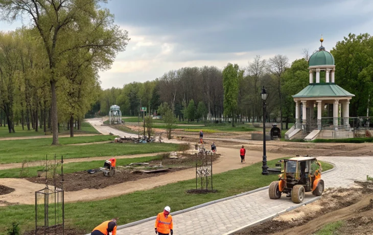 В Медведовской началось обновление парка площадью 2,3 гектара