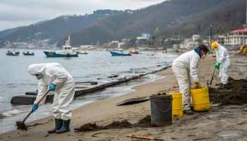 В Туапсе продолжают очистку побережья после разлива нефтепродуктов В Туапсе продолжают очистку побережья после разлива нефтепродуктов