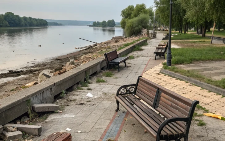 В Приморско-Ахтарске неизвестные сломали скамейки на набережной