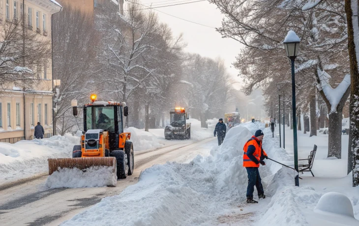В Кропоткине продолжают уборку города после сильных снегопадов В Кропоткине продолжают уборку города после сильных снегопадов
