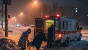 Сотрудники ГОЧС помогли эвакуировать автомобиль Скорой помощи в Темрюке