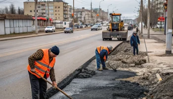 В Абинске начались локальные работы по засыпке дорожных ям