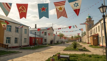 Сириус украсили ко Дню Победы флагами и символикой