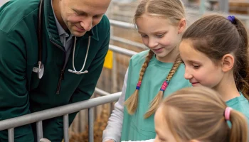 Школьники Крыловской познакомились с профессией ветеринара на практике