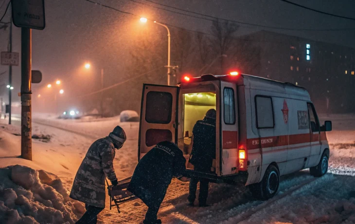 Сотрудники ГОЧС помогли эвакуировать автомобиль Скорой помощи в Темрюке