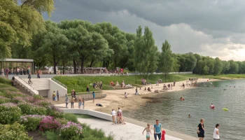 В Комсомольском парке Динской разрешили купание и открыли пляж для отдыхающих