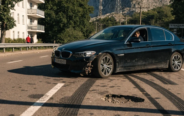 В Геленджике водитель BMW ответит за опасные манёвры и повреждение дороги