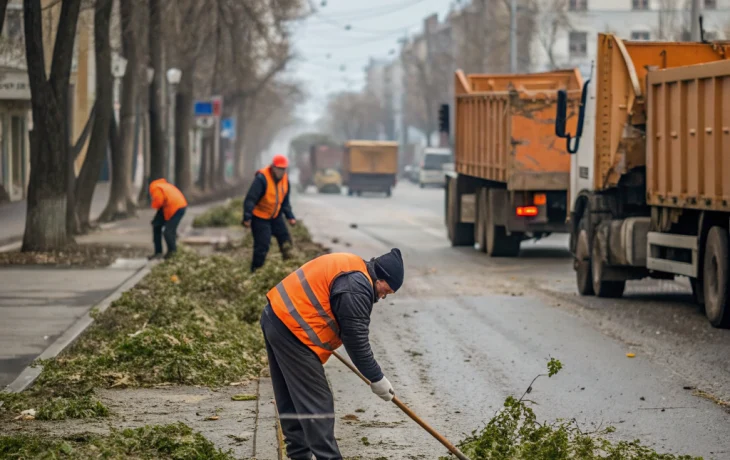 В Белореченске усилили работы по благоустройству улиц и вывозу древесных остатков