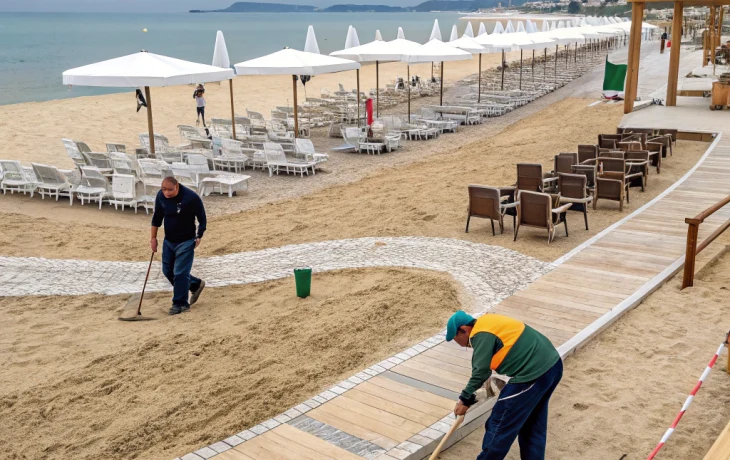 В Приморско-Ахтарске начали раннюю подготовку центрального пляжа к курортному сезону