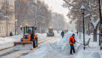 В Кропоткине продолжают уборку города после сильных снегопадов