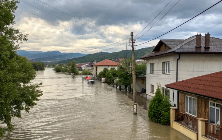 В Новороссийске в Мысхако река вышла из берегов и подтопила дома жителей
