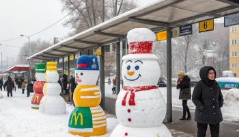 У автовокзала в Полтавской прошёл креативный снеговик-баттл маркетплейсов