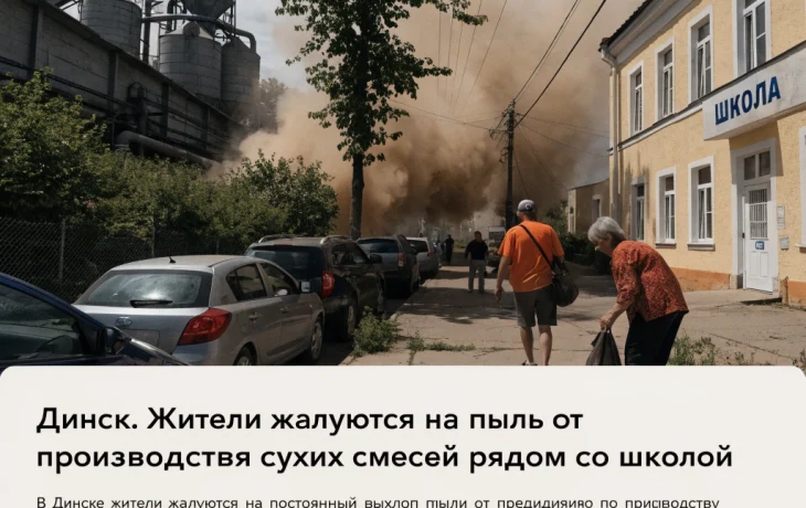 Жители Динской пожаловались на пыль от завода сухих смесей возле школы Жители Динской пожаловались на пыль от завода сухих смесей возле школы