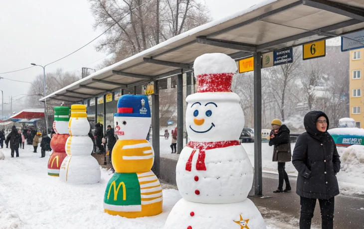 У автовокзала в Полтавской прошёл креативный снеговик-баттл маркетплейсов