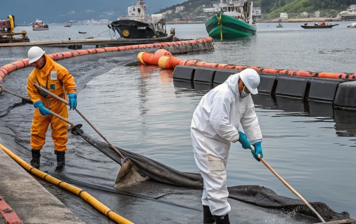В Туапсе усилили ликвидацию разлива нефтепродуктов после аварии на терминале