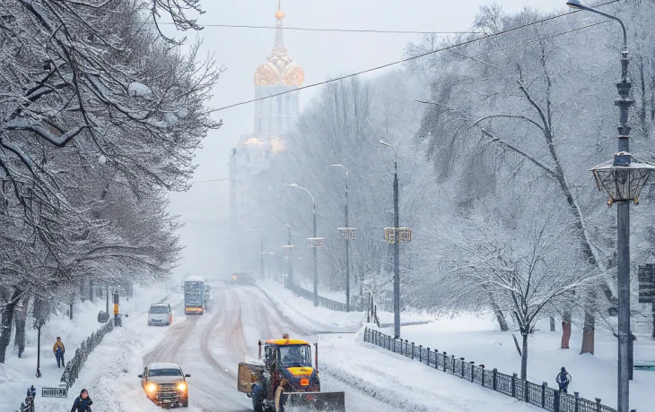 Снежная зима пришла на Кубань: дороги Абинского района очищают спецслужбы