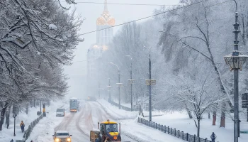 Снежная зима пришла на Кубань: дороги Абинского района очищают спецслужбы