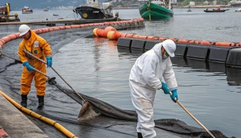 В Туапсе усилили ликвидацию разлива нефтепродуктов после аварии на терминале