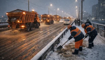 В Краснодаре тридцать спецмашин и шестьсот рабочих устраняют последствия снегопада