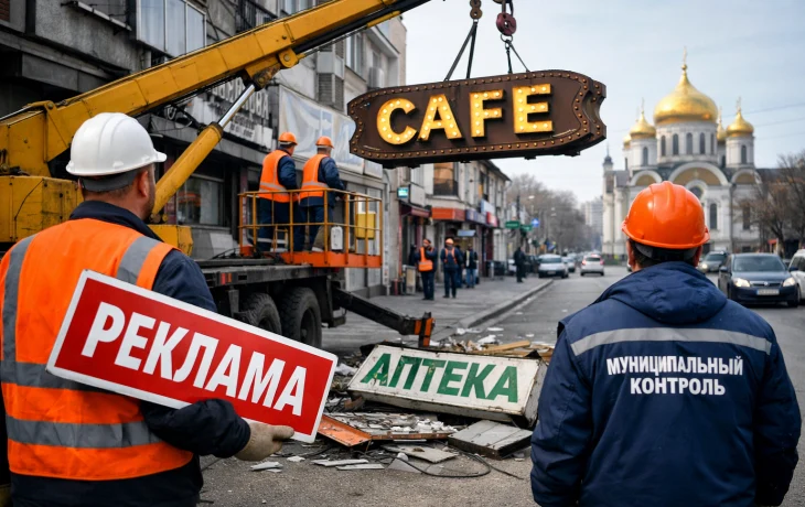 В Краснодаре демонтировали 39 незаконных вывесок