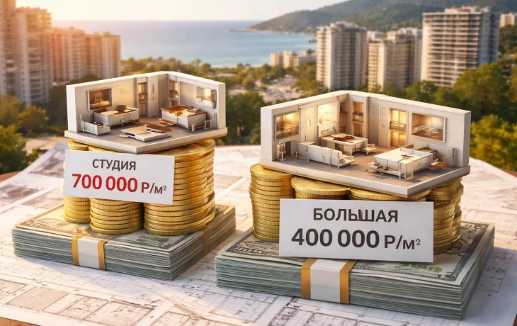 Студии в Сочи обогнали большие квартиры Студии в Сочи обогнали большие квартиры