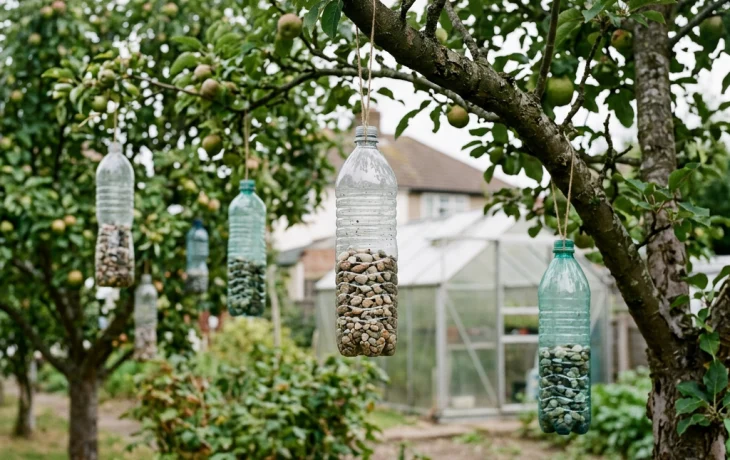 Бутылки на ветках помогут уберечь сад от птиц