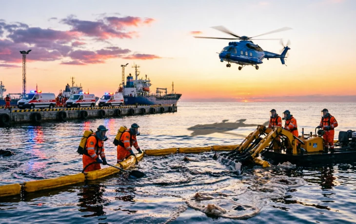 Ликвидация разлива нефтепродуктов в Туапсе продолжается круглосуточно