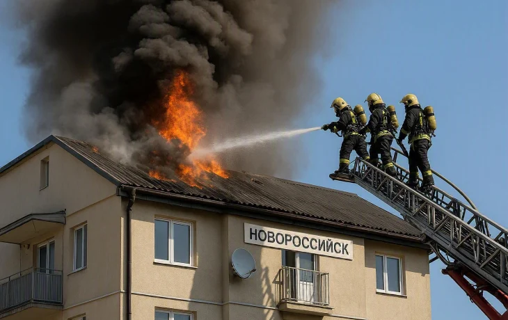Пожар на крыше строящейся высотки произошел в Новороссийске Пожар на крыше строящейся высотки произошел в Новороссийске