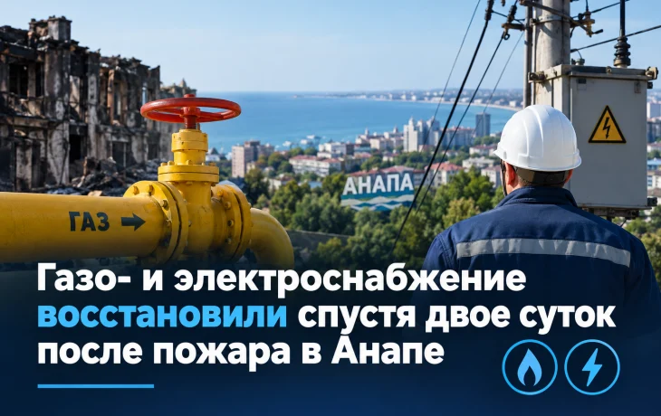 Газоснабжение и электроснабжение в Анапе восстановили спустя двое суток после пожара Газоснабжение и электроснабжение в Анапе восстановили спустя двое суток после пожара